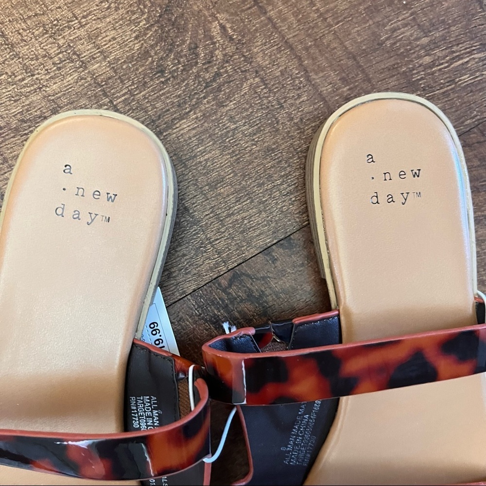 NWT Womens sandals Sz 8 a new day slip on brown black shoes non slip sole - Picture 5 of 7